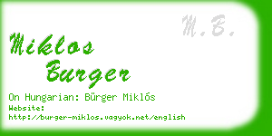 miklos burger business card